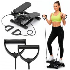 Fitness stepper s káblami a počítadlom - čierny