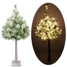 Dekoračný vianočný stromček na kmeni - 128 LED - 150 cm, zasnežený