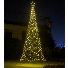 Kültéri és beltéri fénydekorációs piramis 3,2 m, 480 LED, melegfehér, 8 program, időzítő, memória, csillag, IP44 – fém állvány, 8 műanyag leszúrótüske