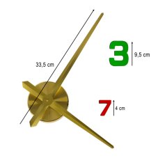 Nalepovacie nástenné hodiny, 12 číslic, 80-90 cm, ručičky zlatej farby