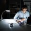 LED lampa na stôl - s lupou - štipcom - biela