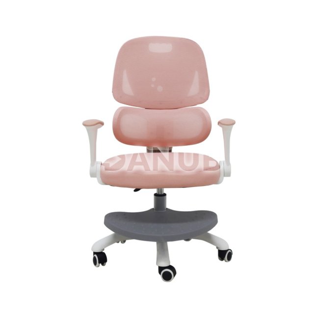 Detské otočné ergonomické kreslo ružovo-sivé