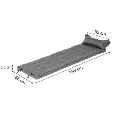 Samonafukovací karimatka 193 cm - s polštářem a potahem, šedá