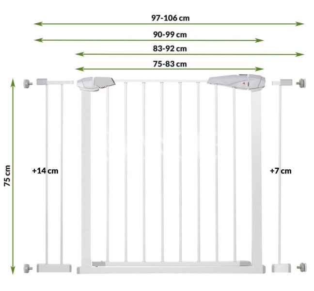 Bezpečnostná bariérová zabrána pre schody a dvere - biela - 97-106 cm