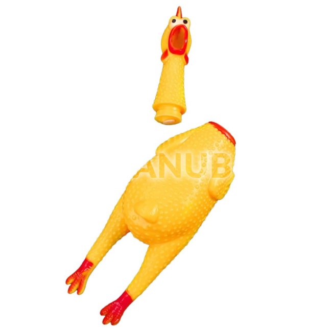 Gumové pískacie kuriatko pre psa - 37 cm