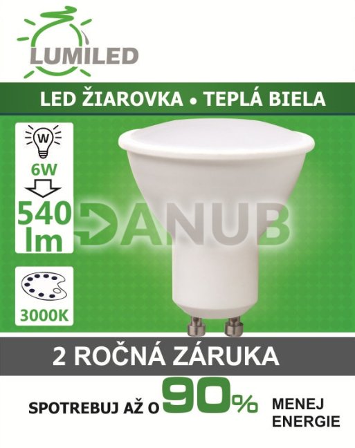 LED ŽIAROVKA GU10 SMD 2835 6W TEPLÁ BIELA