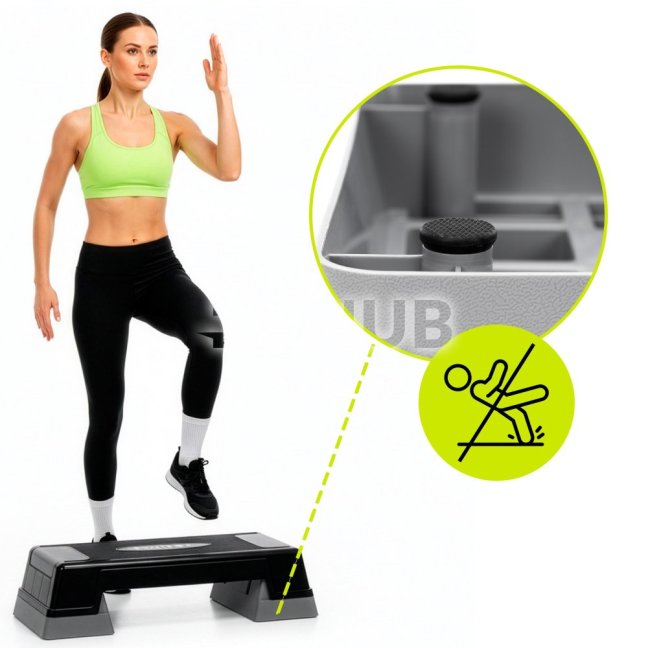 Fitness stepper 2-úrovňový - čierno-sivý