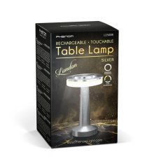 Stolová lampa - strieborná farba - nastaviteľná farebná teplota, jas - akumulátorová - USB