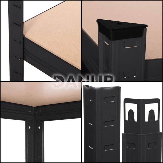 Kovový regál s 5 policami - 150x75x30 cm - hnedá/čierna