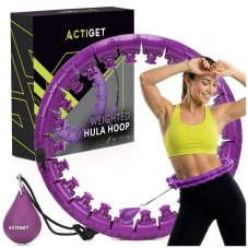 Hula hoop so závažím a výstupkami - 24 skladacích prvkov - fialový