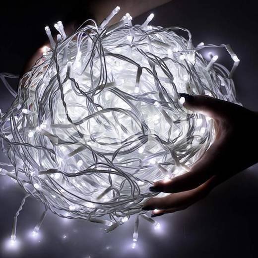 Svetelný záves s cencúľmi vonkajší 60 m, 1500 LED, studená biela, flash – sada 3 ks