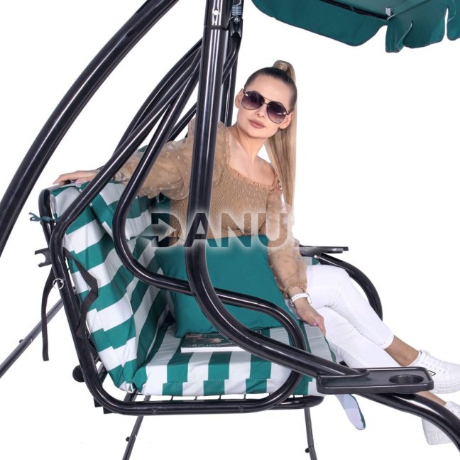 Záhradná hojdačka LINDA - tyrkysová pruhovaná
