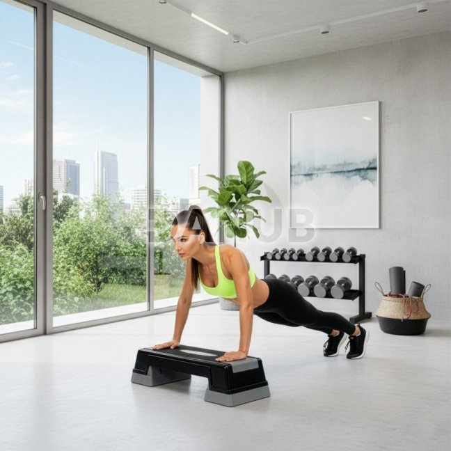 Fitness stepper 2-úrovňový - čierno-sivý