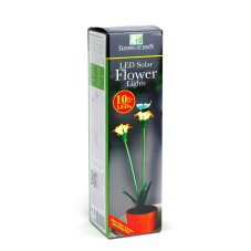 Farebné solárne kvety - 8 x 8 x 32 cm - 10 teplých bielych LED - červená