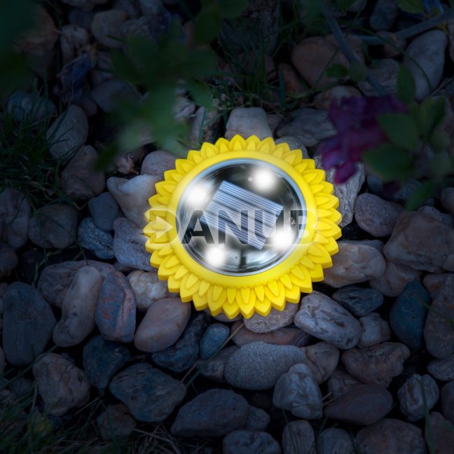LED zapichovacia solárna lampa - žltá - studená biela LED - 11,5 x 2,3 cm