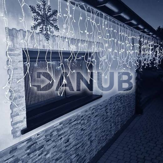 Svetelný záves s cencúľmi vonkajší 60 m, 1500 LED, studená biela, 8 programov, časovač, ovládač – sada 3 ks