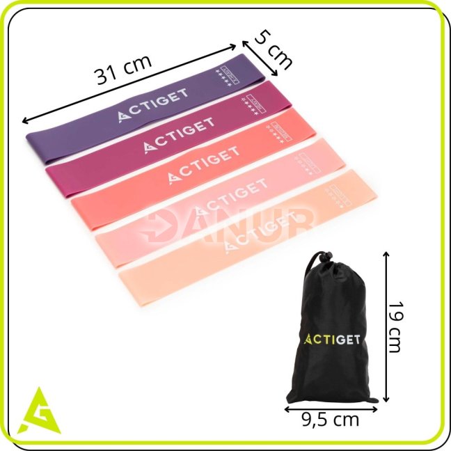 Fitnes odporové gumy na cvičenie - sada 5 ks - odpor 1-20 kg