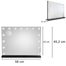 Kozmetické LED zrkadlo s 15 žiarovkami a 10-násobným zväčšením