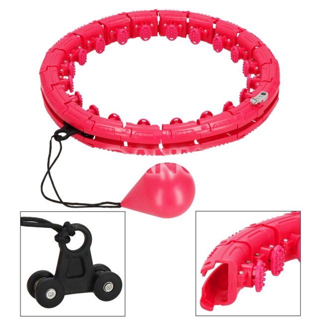 Hula hoop so záťažou a zoštíhľujúcim masérom - 24 výstupkov - ružová