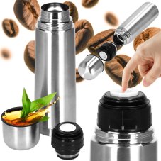 Nerezová termoska na kávu a čaj - strieborná - 750 ml