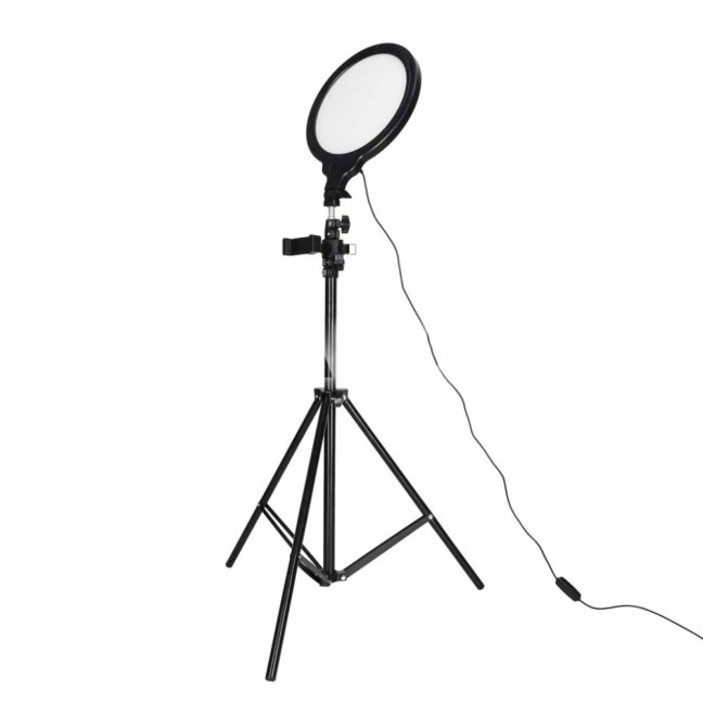 Kruhová LED lampa na selfie so statívom