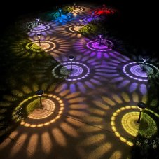 Zapichovacia solárna lampa – 1 + 1 teplá biela / RGB SMD LED – čierna – 53 x 11,4 cm