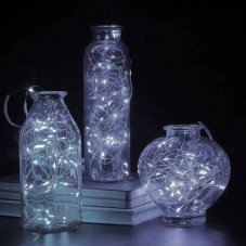 Svetelná mikro reťaz vonkajšia 100 m, 1000 LED, studená biela, 8 programov, medený drôt