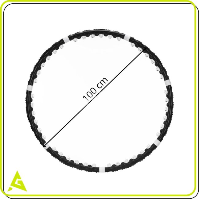 Hula hoop s masážnymi výstupkami - 92 cm - skladací - čierny