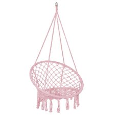 hojdacie kreslo s operadlom a so strapcami - 60x60x44cm - ružové