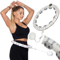 Hula hoop so záťažou a zoštíhľujúcim masérom - 12 výstupkov - sivá