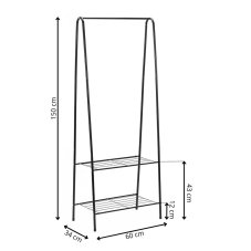 Stojan na oblečenie 150 cm - čierny