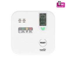 Detektor oxidu uhoľnatého do domácnosti 86,5 × 86,5 × 30,5 mm, LCD displej, Wi-Fi, testovacie tlačidlo, batéria 3 V – vrátane 1 batérie
