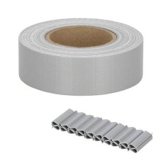 Tieniace plotové pásky a klipy (20ks) - PVC - 35m x 4,75cm - 450 g/m2 - svetlo sivá