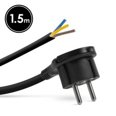 Montovateľná sieťová zástrčka - plastové ucho - 1,5 metrov dlhý kábel - 3 x 1,5 mm2 - čierna