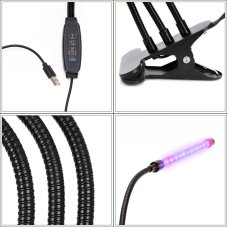 LED lampa na rast rastlín - 3 panely - časovač a spona - USB