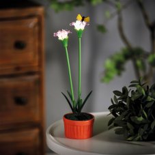 Farebné solárne kvety - 8 x 8 x 32 cm - 10 teplých bielych LED - fialová