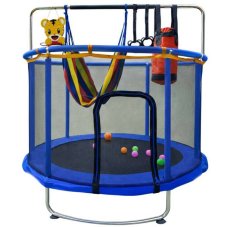 Gyerek trambulin kiegészítőkkel - 150 cm - kék