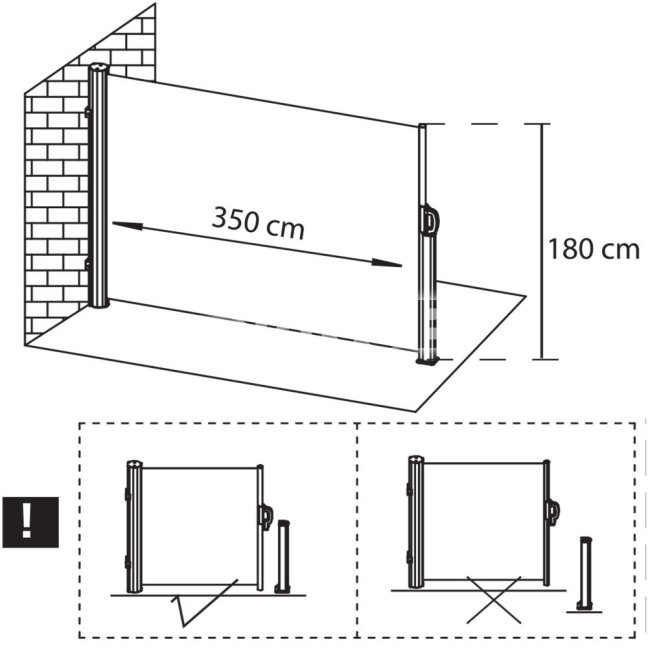 Bočná markíza na terasu a balkón - 350x180 cm - grafitová