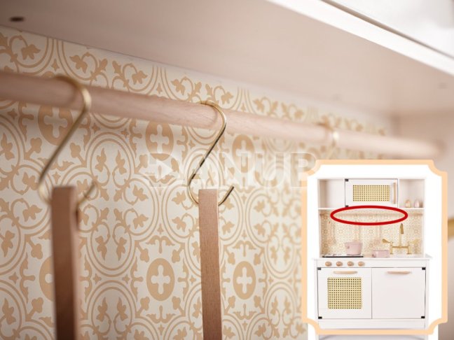 Detská drevená retro kuchynka z MDF s doplnkami BOHO