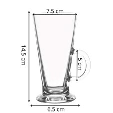 Poháre na latte a dezert s rukoväťou - 280 ml - sada 6 ks.