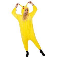 Plyšový overal Kigurumi - vzor pikachu - veľkosť S - 156 cm