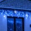 Svetelný záves s cencúľmi vonkajší 60 m, 1500 LED, modrá, flash studená biela – sada 3 ks