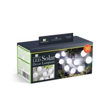 Reťaz zo solárnych lampiónov - 10 ks bielych lampiónov, studená biela LED - 3,7 m