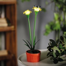 Farebné solárne kvety - 8 x 8 x 32 cm - 10 teplých bielych LED - žltá