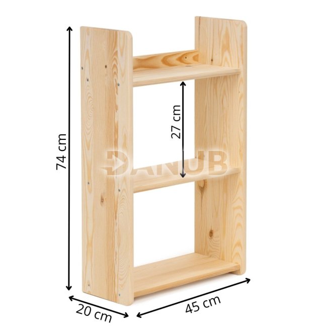Drevený regál 2-policový - 45 cm - prírodná farba