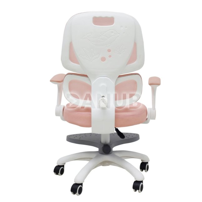 Detské otočné ergonomické kreslo ružovo-sivé
