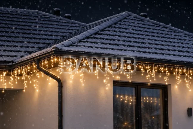 Svetelný záves s cencúľmi vonkajší 60 m, 1500 LED, teplá biela, 8 programov, časovač, ovládač – sada 3 ks
