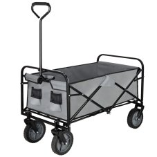 Skladací záhradný/turistický vozík - 80 kg - čierno-šedý
