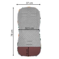 Podložka do kočíka - 37x78 cm - obojstranná - zvieratká/listy