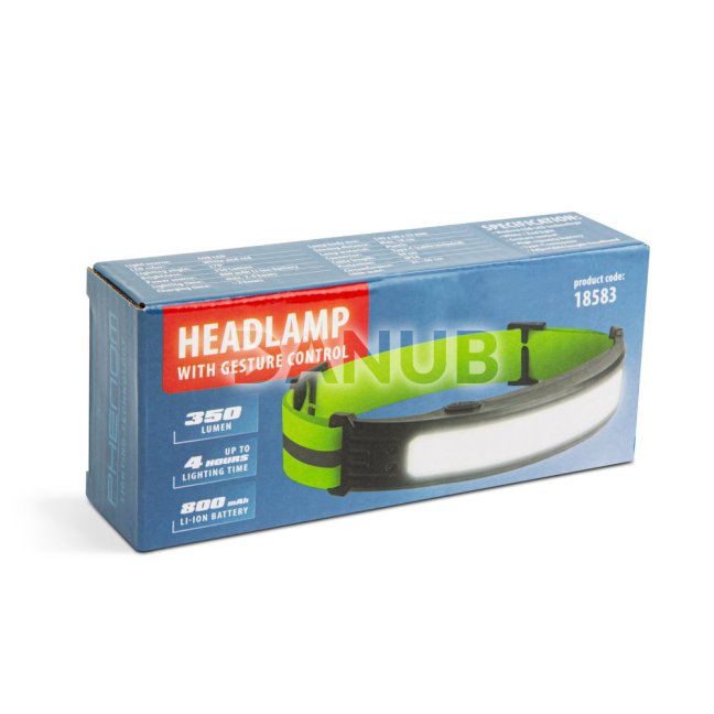 Čelovka s ovládaním gestami - červená/biela COB LED - 800 mAh akumulátor - IP54